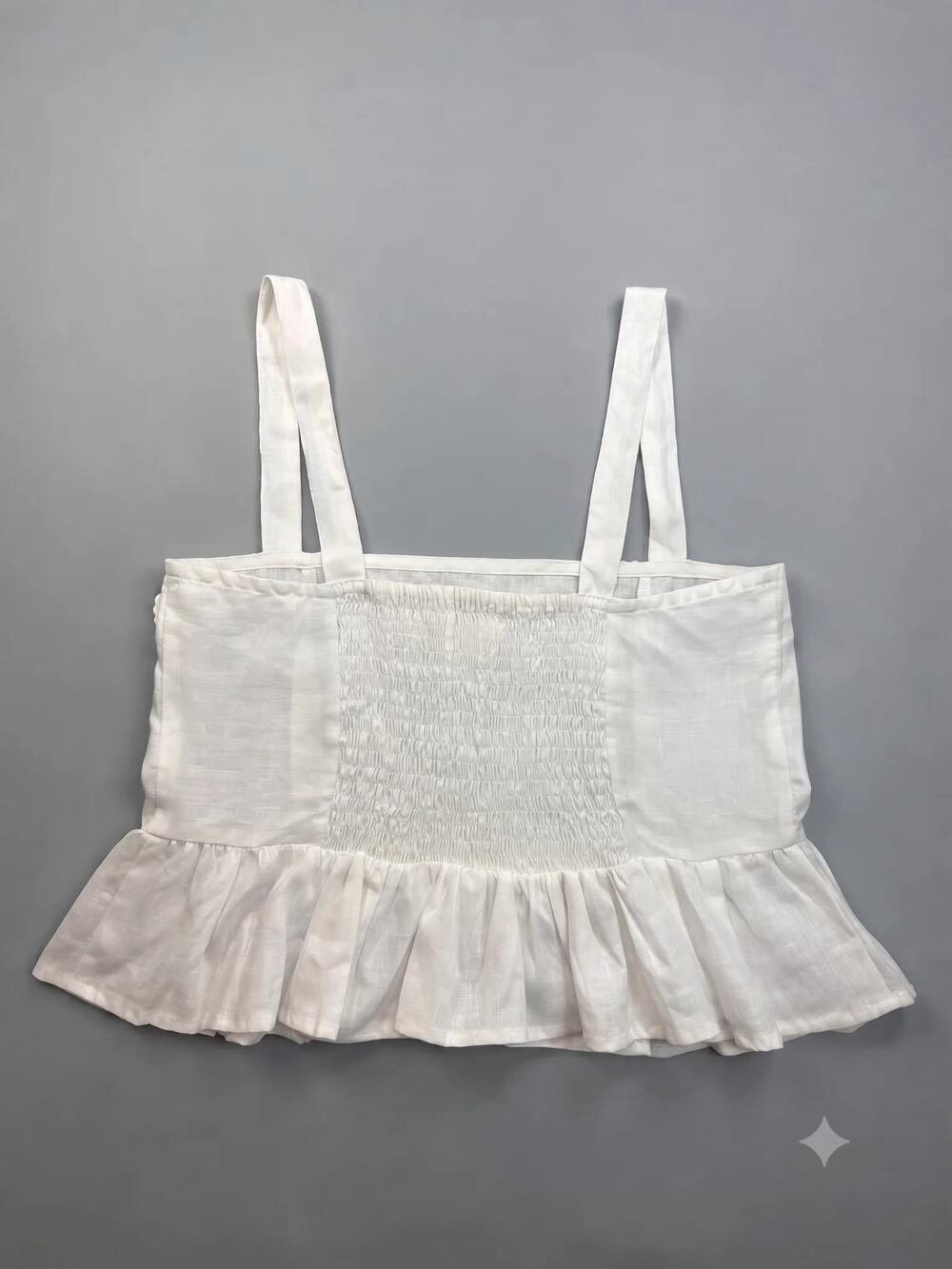 Queen Evil White Linen Blend Smocked Crop Top XL - New With Tags - Picture 2 of 3